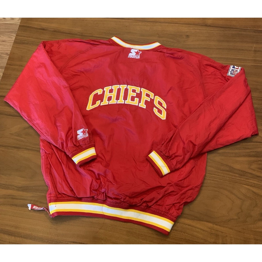 VTG 90s Kansas City Chiefs Starter Pullover Jacket Mens M/L Pro Line Boxey Lined